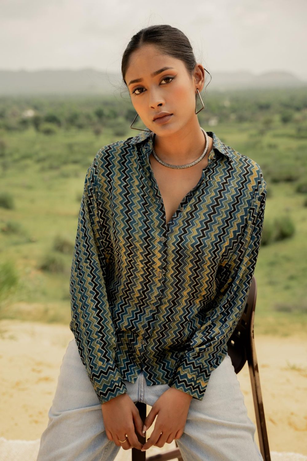 Ajrakh Modal Silk Shirts - Image 3