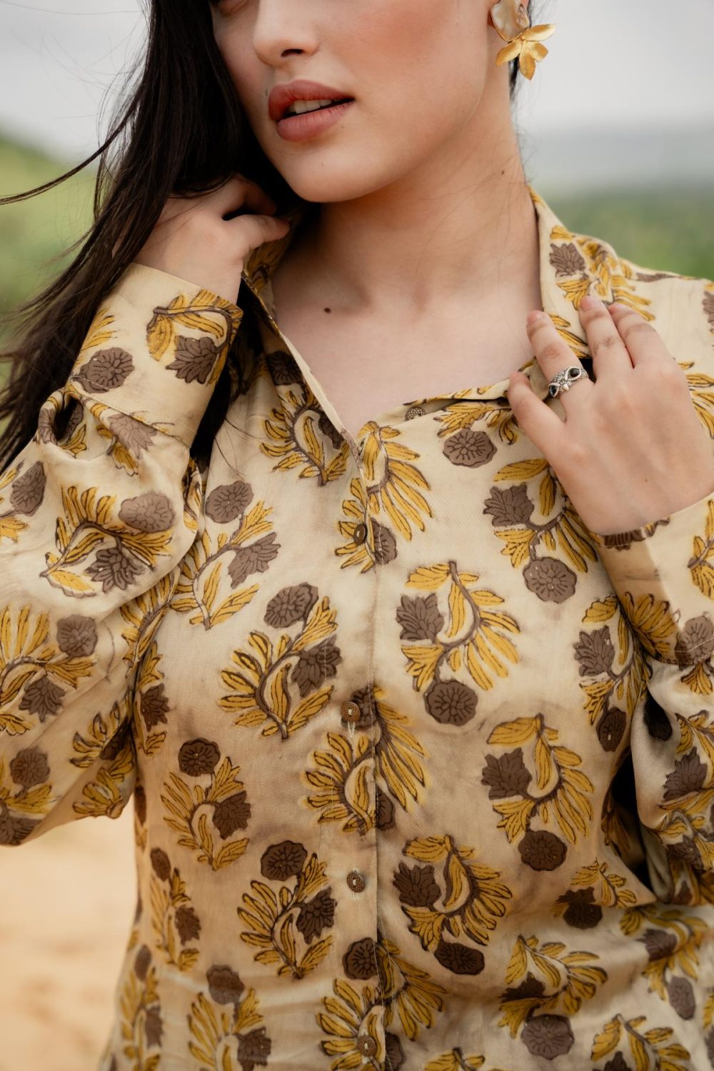 Ajrakh Modal Silk Shirts
